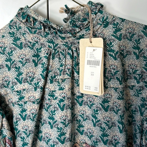 NWT Anthropologie Let Me Be High-Neck Printed Peasant Blouse - Picture 6 of 9